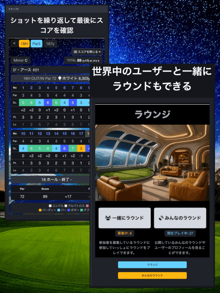 Astro Golfersの操作画面